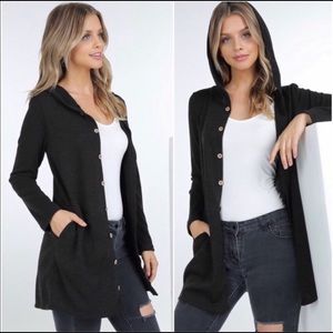 ⭐️Button Down Hooded Black Cardigan ⭐️